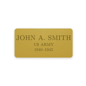 Gold engraving plate with sample engraving